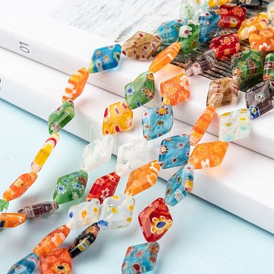 Rhombus Handmade Millefiori Glass Beads X-LK-R004-48-1