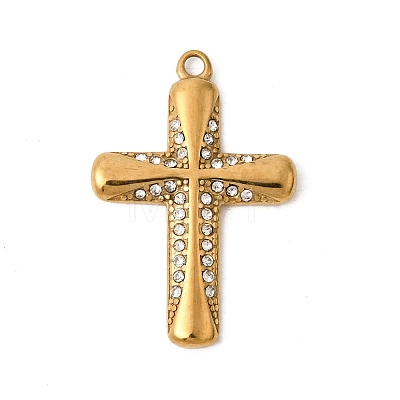 304 Stainless Steel Rhinestone Pendants STAS-B128-09G-03-1