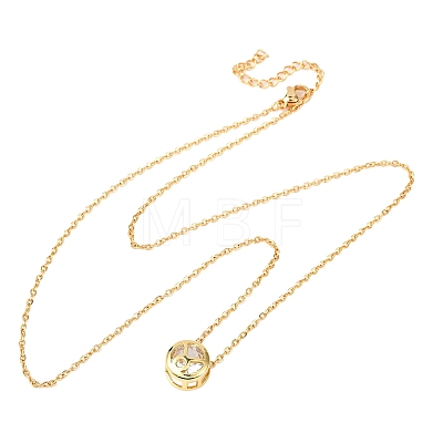 Brass Pave Cubic Zirconia Birth Stone Constellation Pendant Cable Chain Necklaces NJEW-D334-01G-03-1