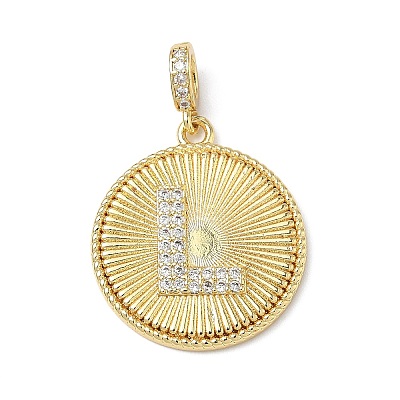 Brass Micro Pave Clear Cubic Zirconia Pendants KK-L253-17G-L-1
