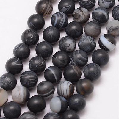 Natural Striped Agate/Banded Agate Bead Strands G-K166-12-6mm-03-1