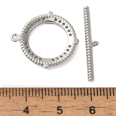 Brass Micro Pave Clear Cubic Zirconia Toggle Clasps KK-N254-79P-1