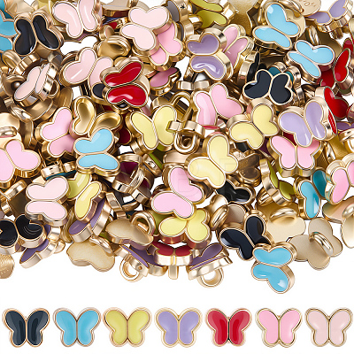 140Pcs 7 Colors Alloy Enamel Buttons FIND-GF0008-28-1
