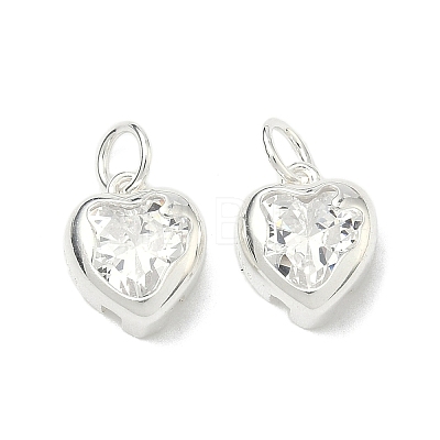 925 Sterling Silver Pave Clear Cubic Zirconia Heart Charms STER-H119-04S-1