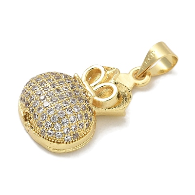 Rack Plating Brass Micro Pave Cubic Zirconia Pendants KK-L224-054G-1