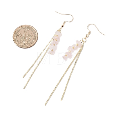 Natural Rose Quartz Chip Dangle Earrings EJEW-JE06712-01-1