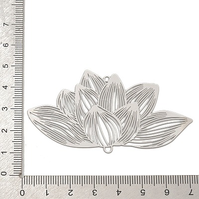 201 Stainless Steel Laser Cut Lotus Flower Links Connector Charms STAS-S147-06-1