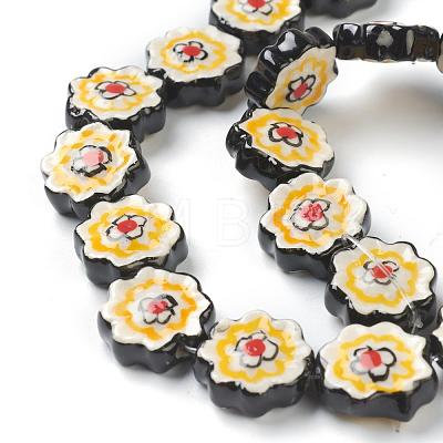Handmade Porcelain Flower Beads Strands PORC-G006-14B-1