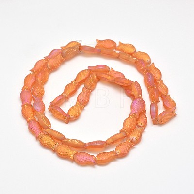 Frosted Electroplate Glass Fish Beads Strands X-EGLA-M001-D02-1