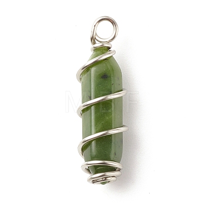 Natural Xinyi Jade/Chinese Southern Jade Double Terminal Pointed Pendants PALLOY-JF01686-01-1