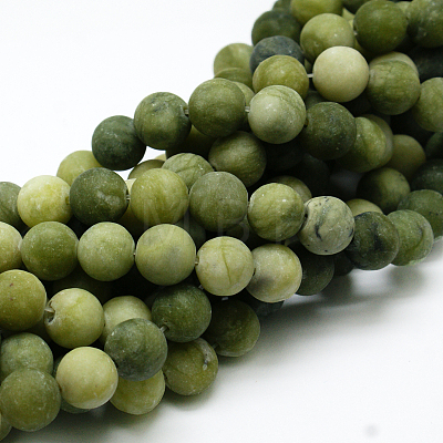 Round Frosted Natural TaiWan Jade Bead Strands G-M248-12mm-02-1