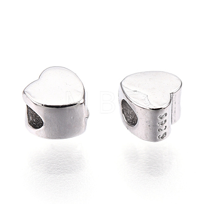 Rhodium Plated 925 Sterling Silver Beads STER-T004-75P-1