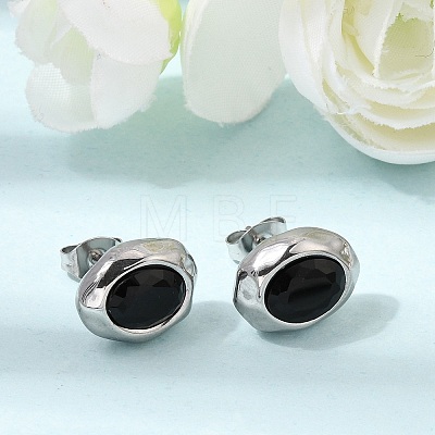 6 Pairs 304 Stainless Steel Pave Cubic Zirconia Stud Earrings SA-CBADCF0-04GP-03-1