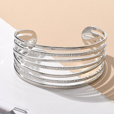 Electrophoresis Iron Cuff Bangles for Women BJEW-M057-05P-1