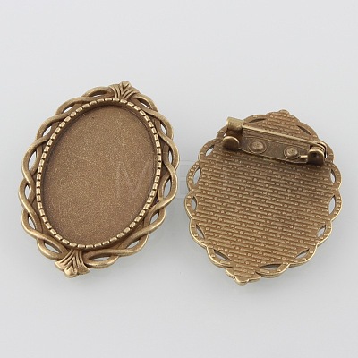 Vintage Alloy Brooch Cabochon Bezel Settings X-PALLOY-O038-28AB-NF-1