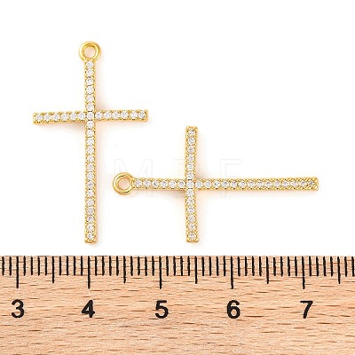 Brass Micro Pave Clear Cubic Zirconia Pendants KK-U017-09F-G-1