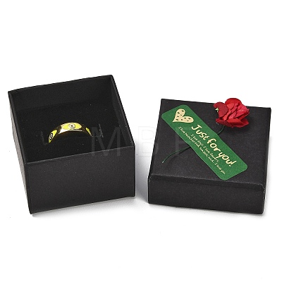 Kraft Paper Gift Boxes with Faux Rose Flower Outside for Ring CON-Z011-01B-01-1