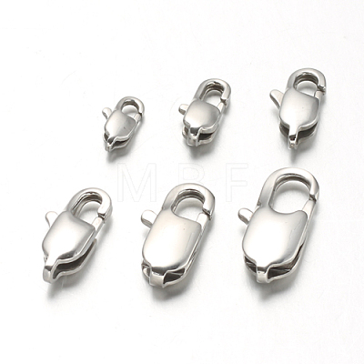 Non-Tarnish 304 Stainless Steel Lobster Claw Clasps X-STAS-F094-05A-P-1