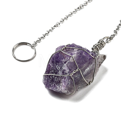 Rough Raw Natural Amethyst Pendant Hanging Ornaments G-PW0007-084H-1