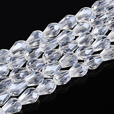 Transparent Teardrop Glass Beads Strands GLAA-T025-79B-01-1