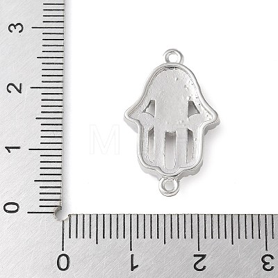 Brass Micro Pave Cleear Cubic Zirconia Evil Eye Hamsa Hand Connector Charms KK-C086-15B-P02-1