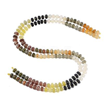 Synthetic Blue Goldstone & Natural Yellow Aventurine & Labradorite & Quartz Crystal & Lemon Jade & Strawberry Quartz & Unakite Beads Strands G-G317-A02-3x6mm-1