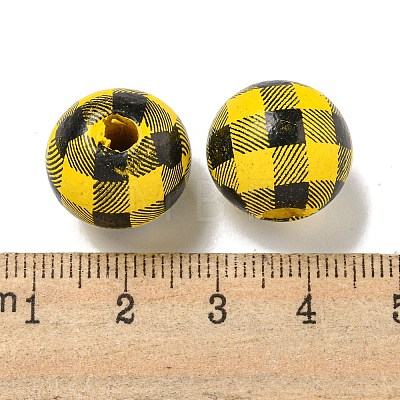 Printed Wood European Beads WOOD-G022-13F-1