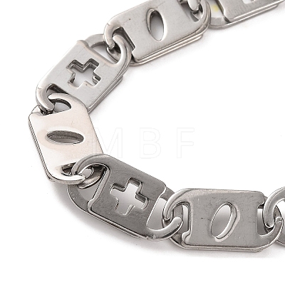 Tarnish Resistant Vacuum Plating 304 Stainless Steel Mariner Hollow Cross Link Chain Bracelets BJEW-B078-64P-1