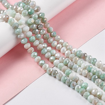 Faceted Electroplated Glass Beads Strands GLAA-C023-02B-1