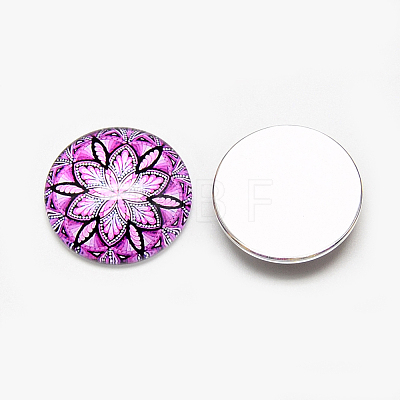 Printed Glass Flat Back Cabochons GGLA-Q054-25mm-B10-1