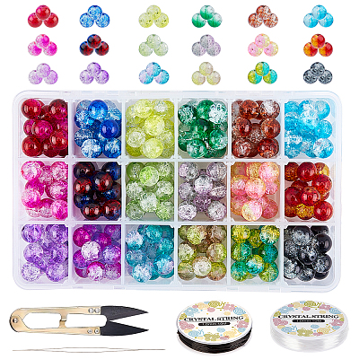 DIY Baking Painted Crackle Glass Beads Stretch Bracelet Making Kits DIY-PH0004-54A-1