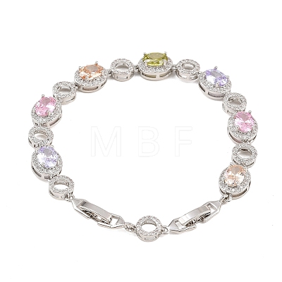 Platinum Tone Brass Micro Pave Cubic Zirconia Tennis Bracelets BJEW-B160-14P-1