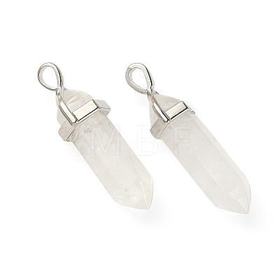 2Pcs Natural Quartz Crystal Double Terminated Pointed Pendants G-YW0002-05F-1