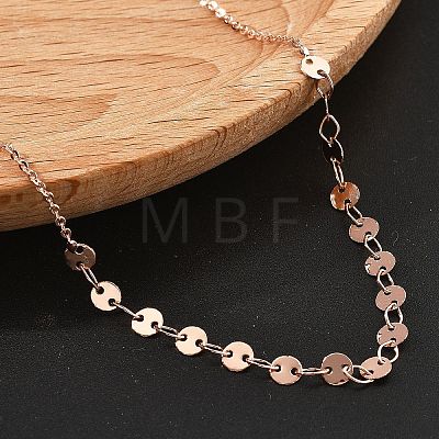 Brass Cable & Flat Sequin Chains Necklaces for Women NJEW-D302-44RG-1