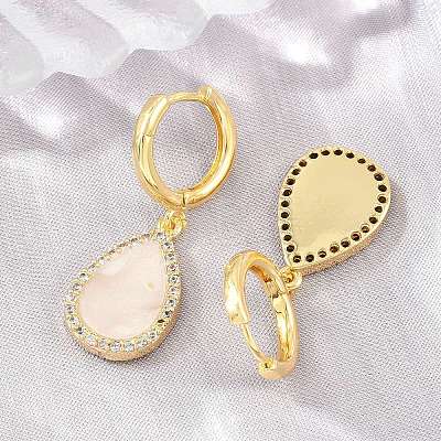 Brass Micro Pave Cubic Zirconia Hoop Dangle Earrings KK-CBA8324-11G-02-1