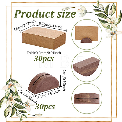 30Pcs Half Round Wood Name Card Holder AJEW-NB0009-27C-1