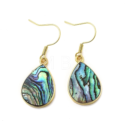 Brass Natural Paua Shell Dangle Earrings EJEW-M060-19B-G-1