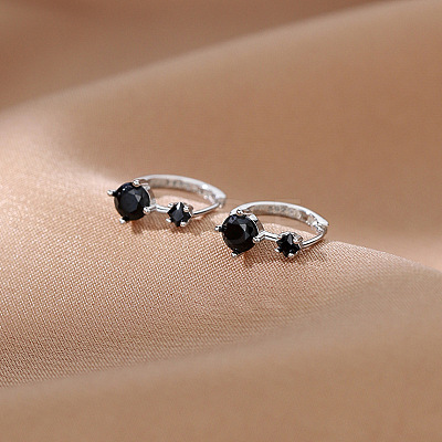 Brass Cubic Zirconia Hoop Earrings FS-WG07C05-02-1