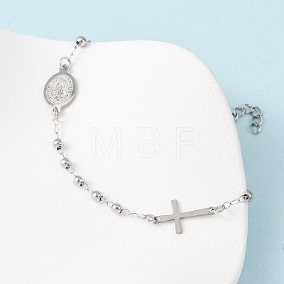 Religion 304 Stainless Steel Link Bracelets BJEW-F524-05B-P-1