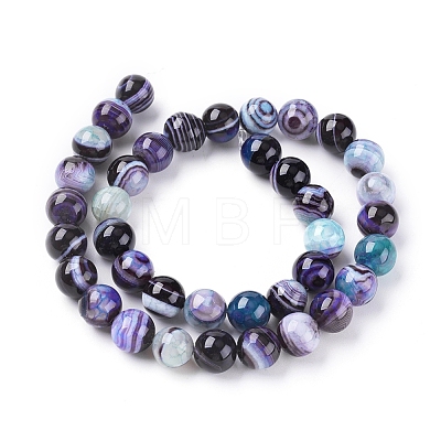 Natural Striped Agate/Banded Agate Beads Strands G-G582-10mm-43-1