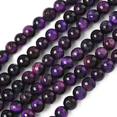 Grade AB Natural Tiger Eye Beads Strands X-G-F591-18-6mm-1