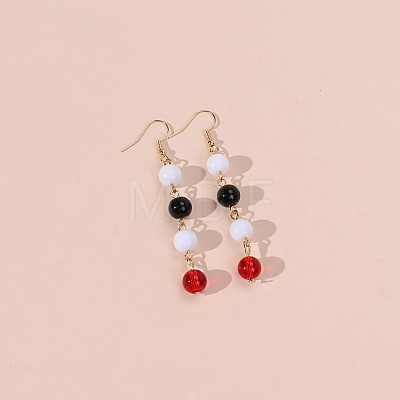 Alloy & Plastic Round Bead Dangle Earrings FS-WGDE872-01-1