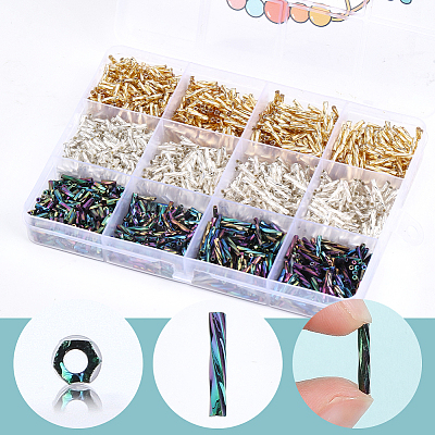 2160Pcs 9 Styles Glass Twisted Bugle Beads SEED-PA0001-28-1