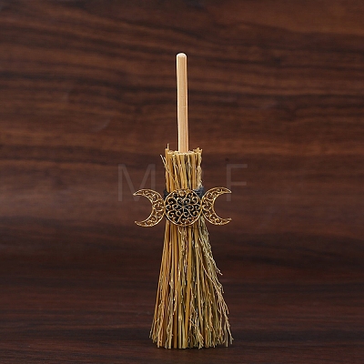 Mini Witch Wiccan Altar Broom with Alloy Charms PW-WGDD577-06-1