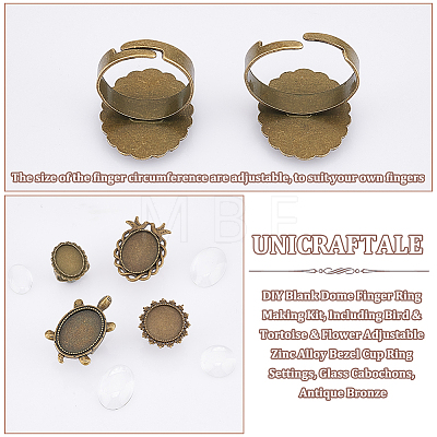 Unicraftale DIY Blank Dome Finger Ring Making Kit FIND-UN0002-40-1