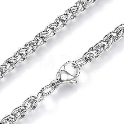 304 Stainless Steel Wheat Chain Necklaces NJEW-D285-14P-1