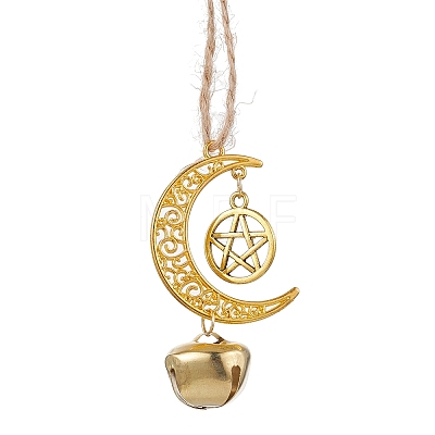 3Pcs 3 Colors Alloy Moon with Star Pendant Decoration HJEW-JM02415-1