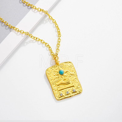 Alloy Turquoise Rhinestone Pendant Necklaces FS-WG93701-02-1