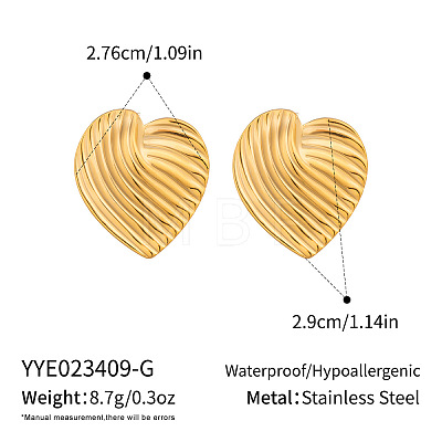 304 Stainless Steel Heart Stud Earrings for Women OP2975-1-1