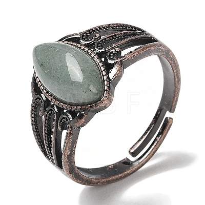 Natural Green Aventurine Horse Eye Adjustable Rings RJEW-K271-05R-12-1